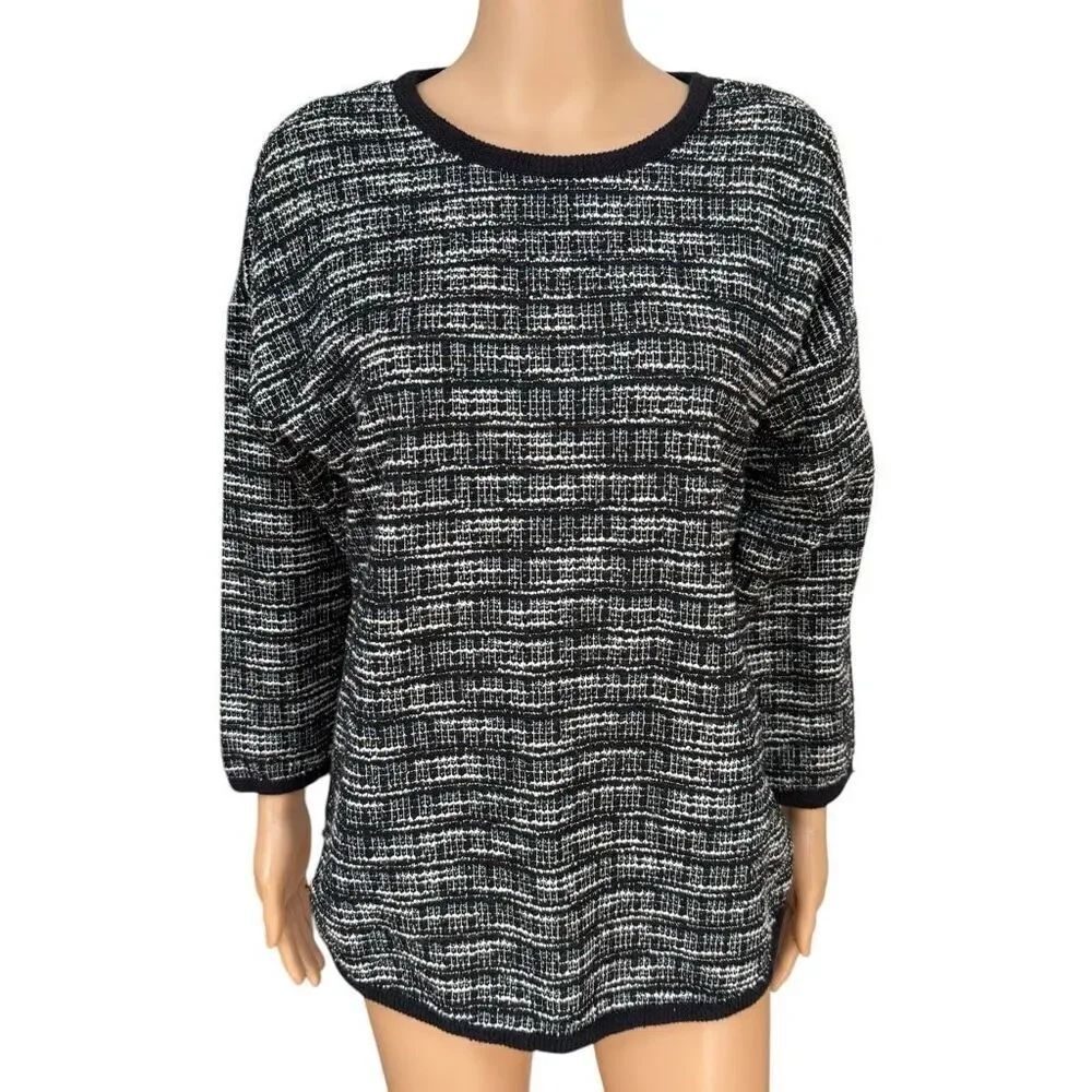 Max Studio Knit Tweed Drop Shoulder Sweater top cotton blend size M
